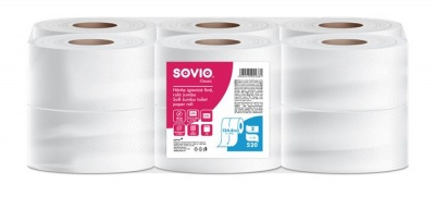 Toalettpapír, 2 rétegű, 124,8 m, 18 cm átmérő, SOVIO